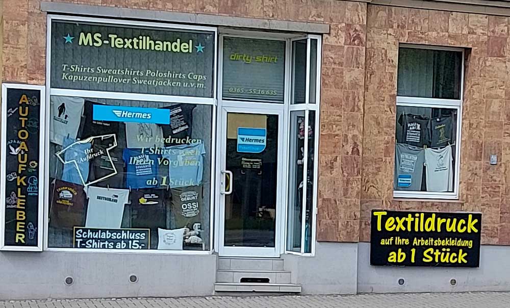 MS-Textilhandel, Außenansicht